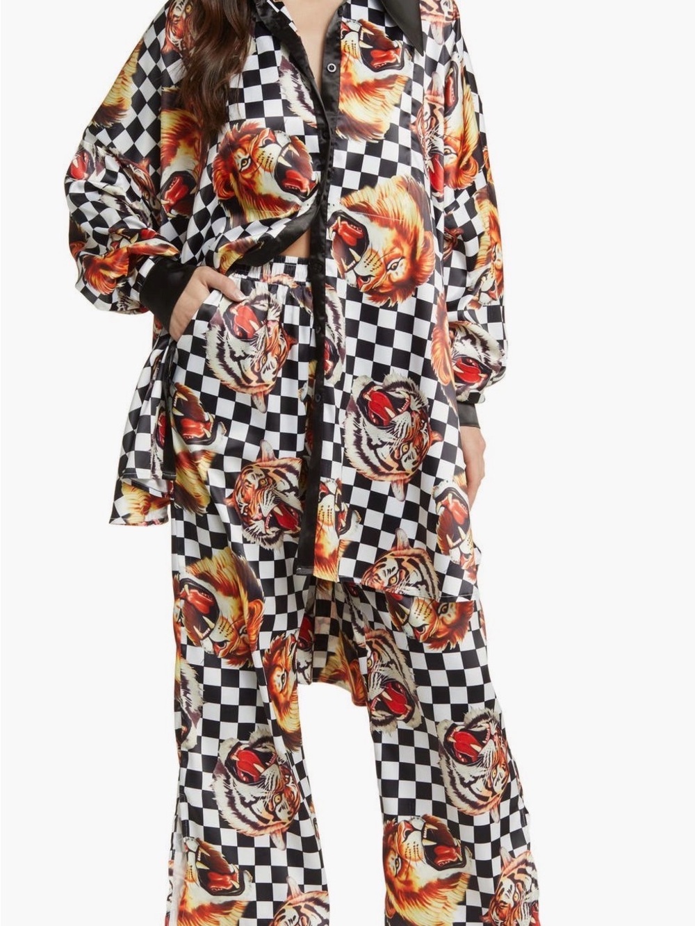 Dressed in lala lion print playsuit satin size S/M